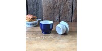 Beurrier-breton, en céramique blanc et bleu